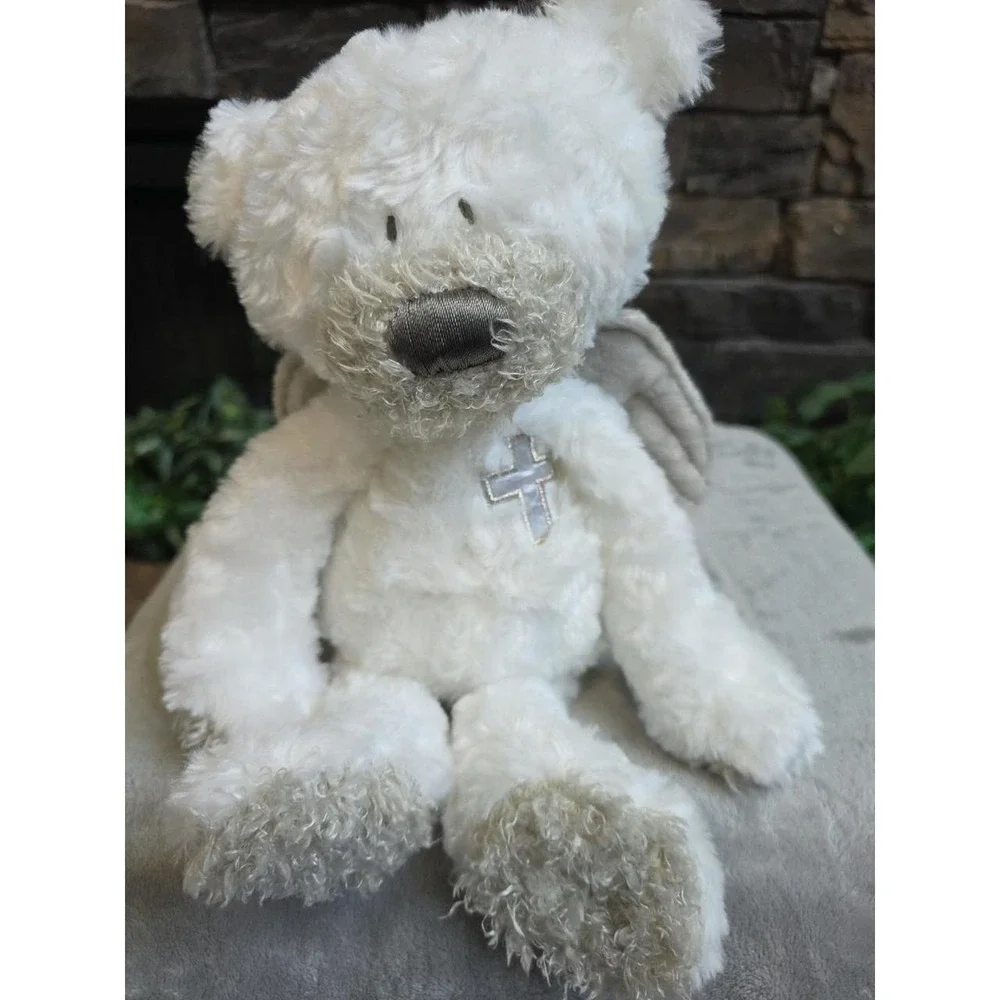 Demdaco Plush Teddy Bear Lift The Spirit Plush White Bear With Cross & Wings